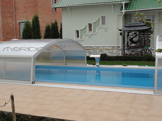 Телескопические павильоны для бассейнов, раздвижные системы, ТМ МЕРИДИАН. Pool cover